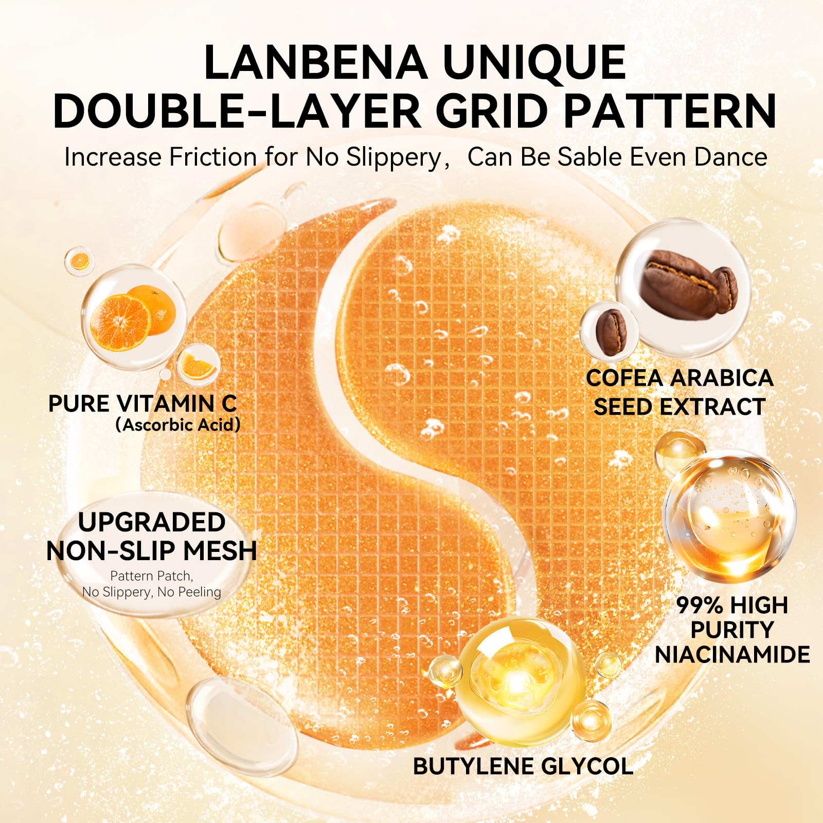 LANBENA Patchs Yeux Niacinamide Caféine – éclat et confort du regard.