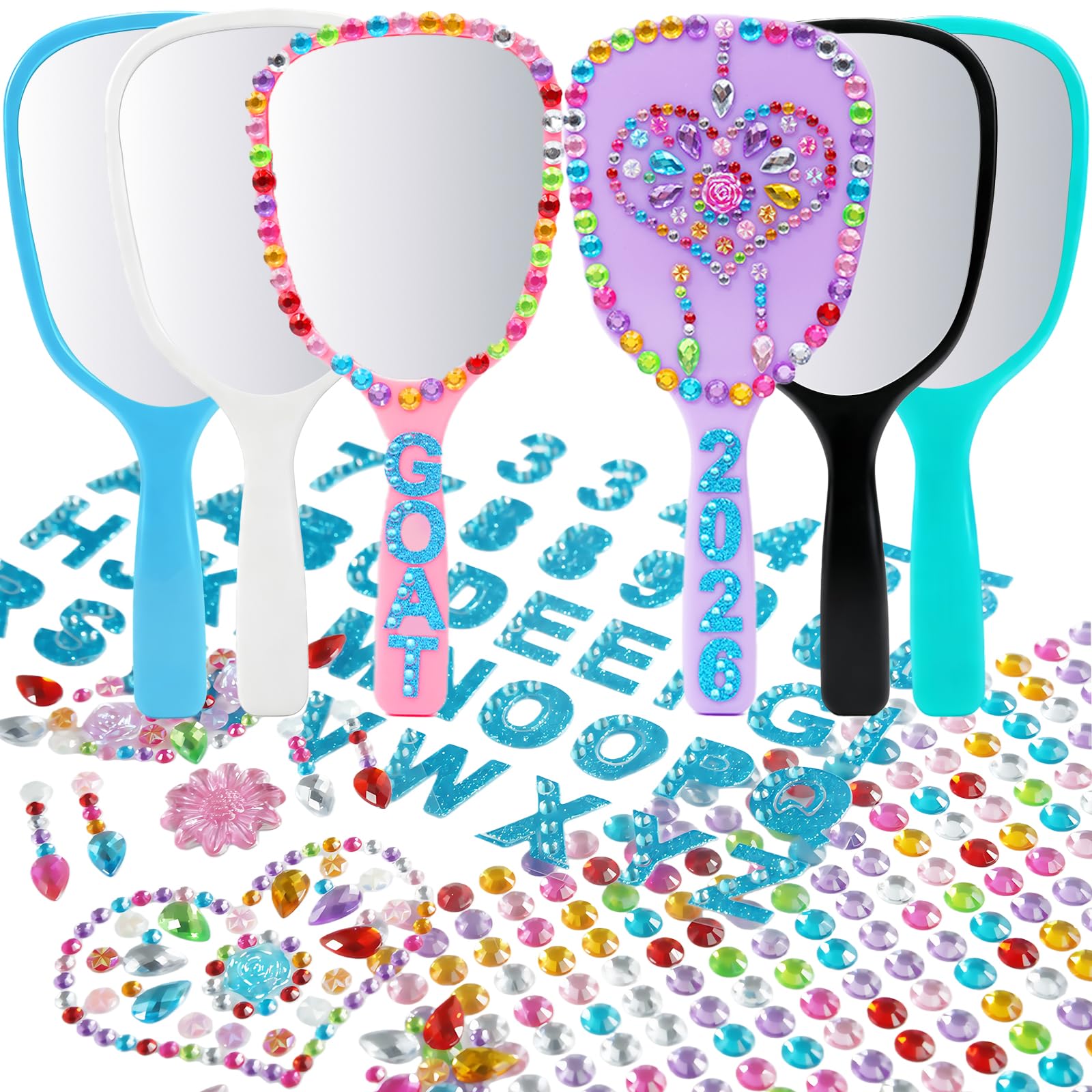 Miroir Lanboon avec poignée Princesse, pratique et portable.