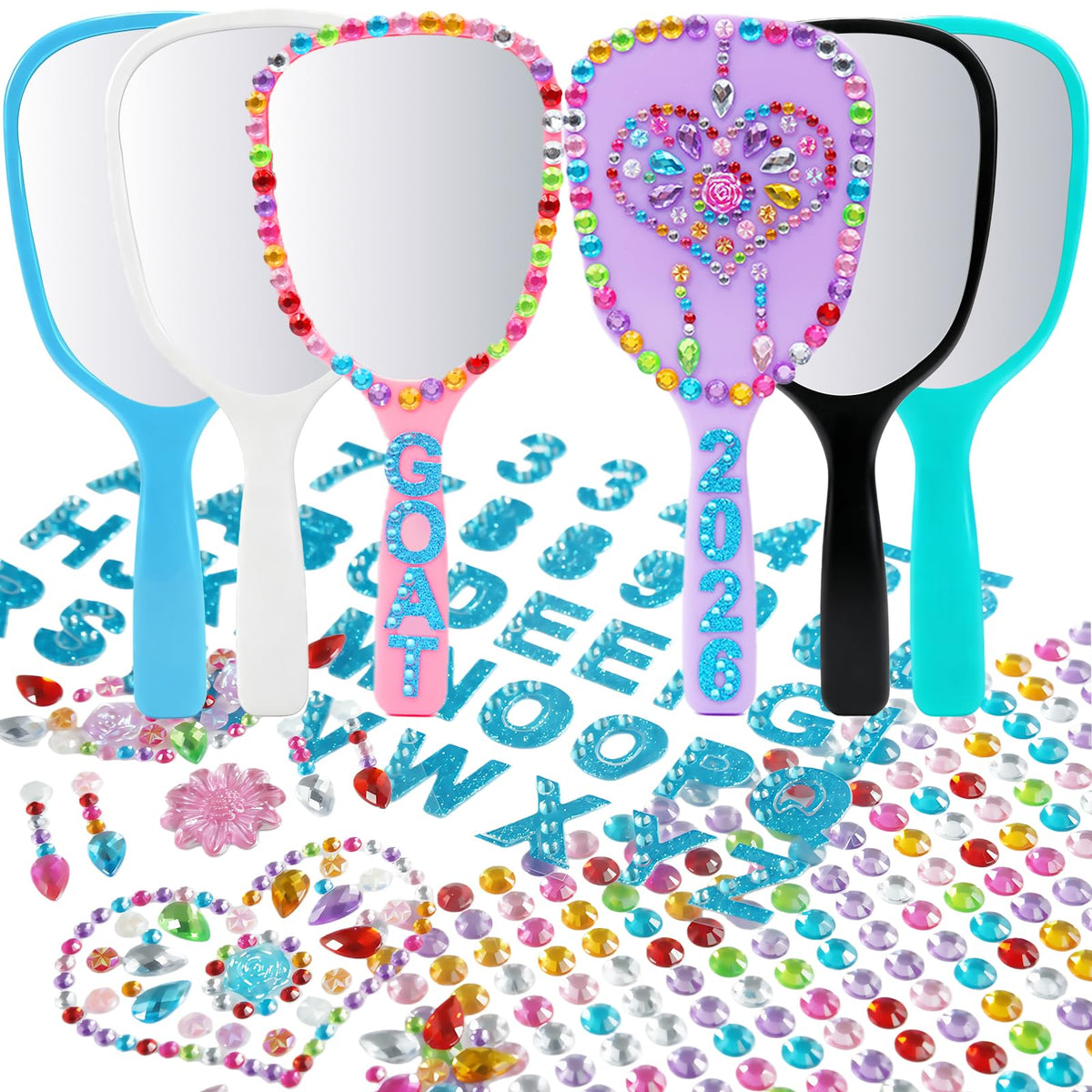 Miroir Lanboon avec poignée Princesse, pratique et portable.