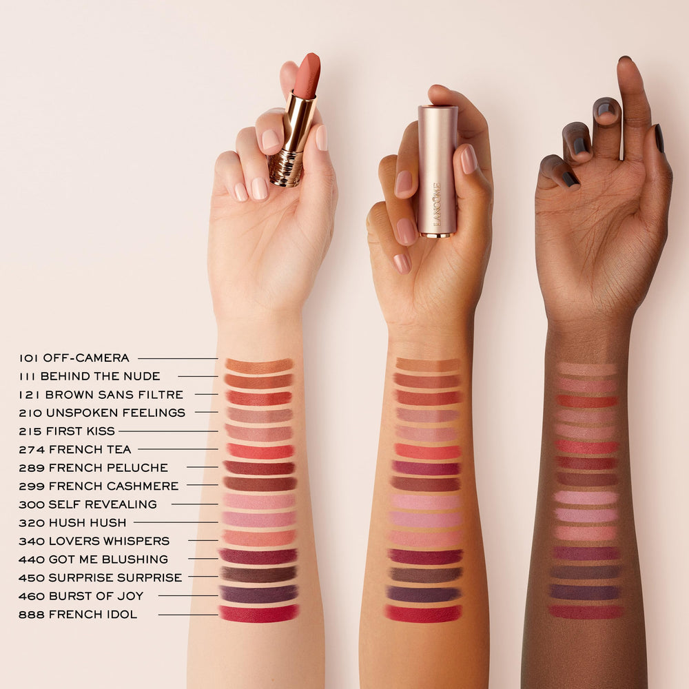 Nuances nude universelles de L'Absolu Rouge Intimatte pour divers teints.