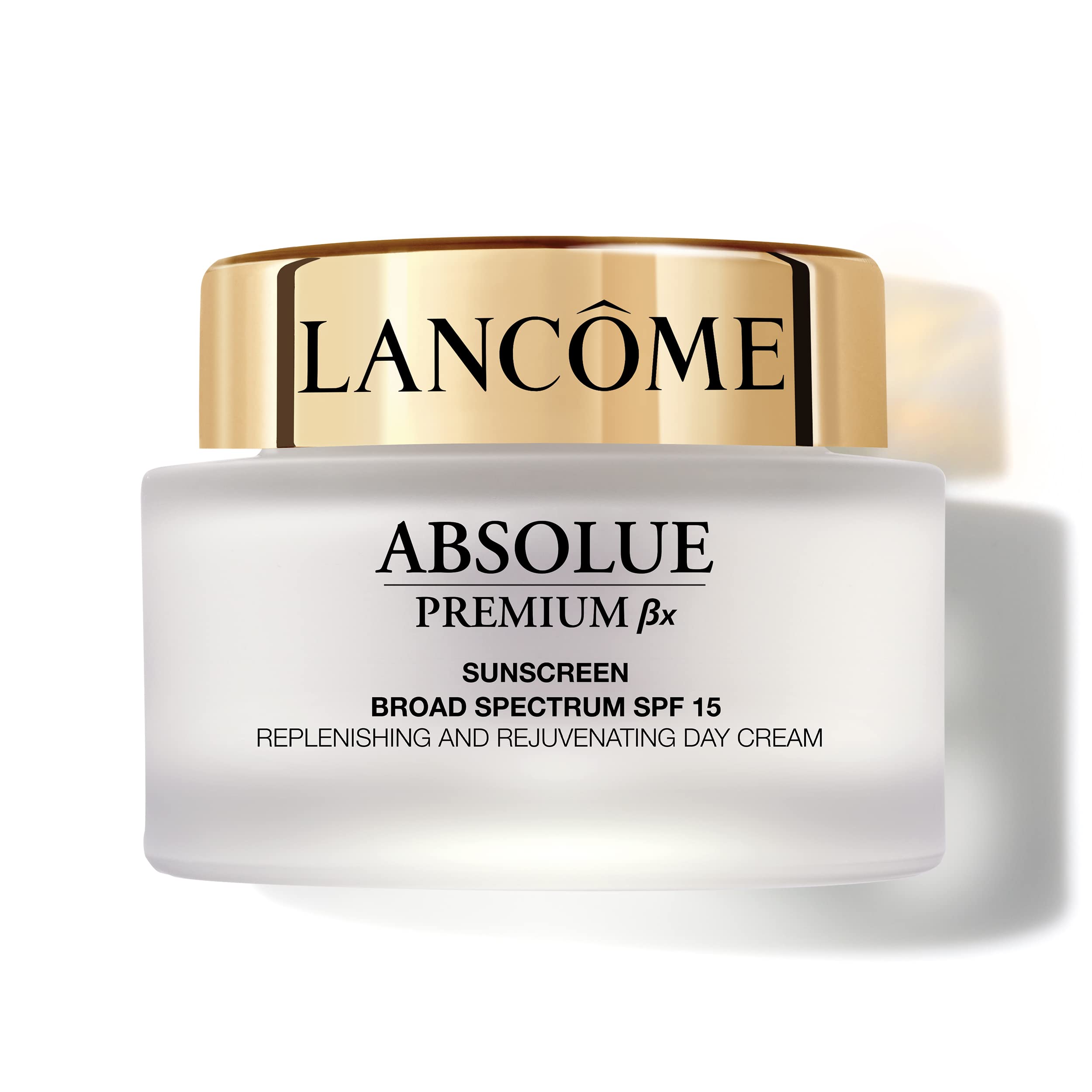 Lancôme Absolue Premium BX Day Cream SPF15 – bouteille élégante prête à hydrater la peau.