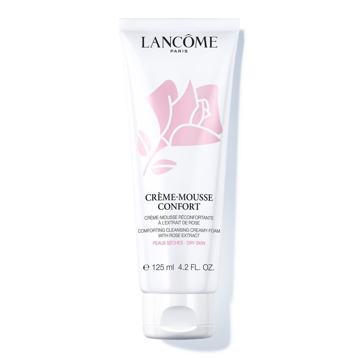 Lancôme Crème Mousse Confort: bouteille avec pompe prête à nettoyer et hydrater la peau.