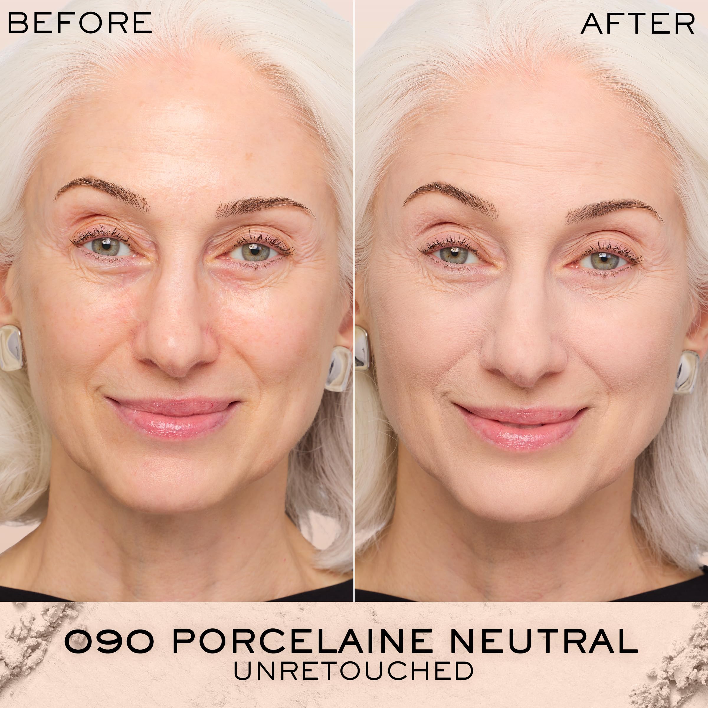 Application sèche du Lancôme Dual Finish pour une couvrance maîtrisée et mate.