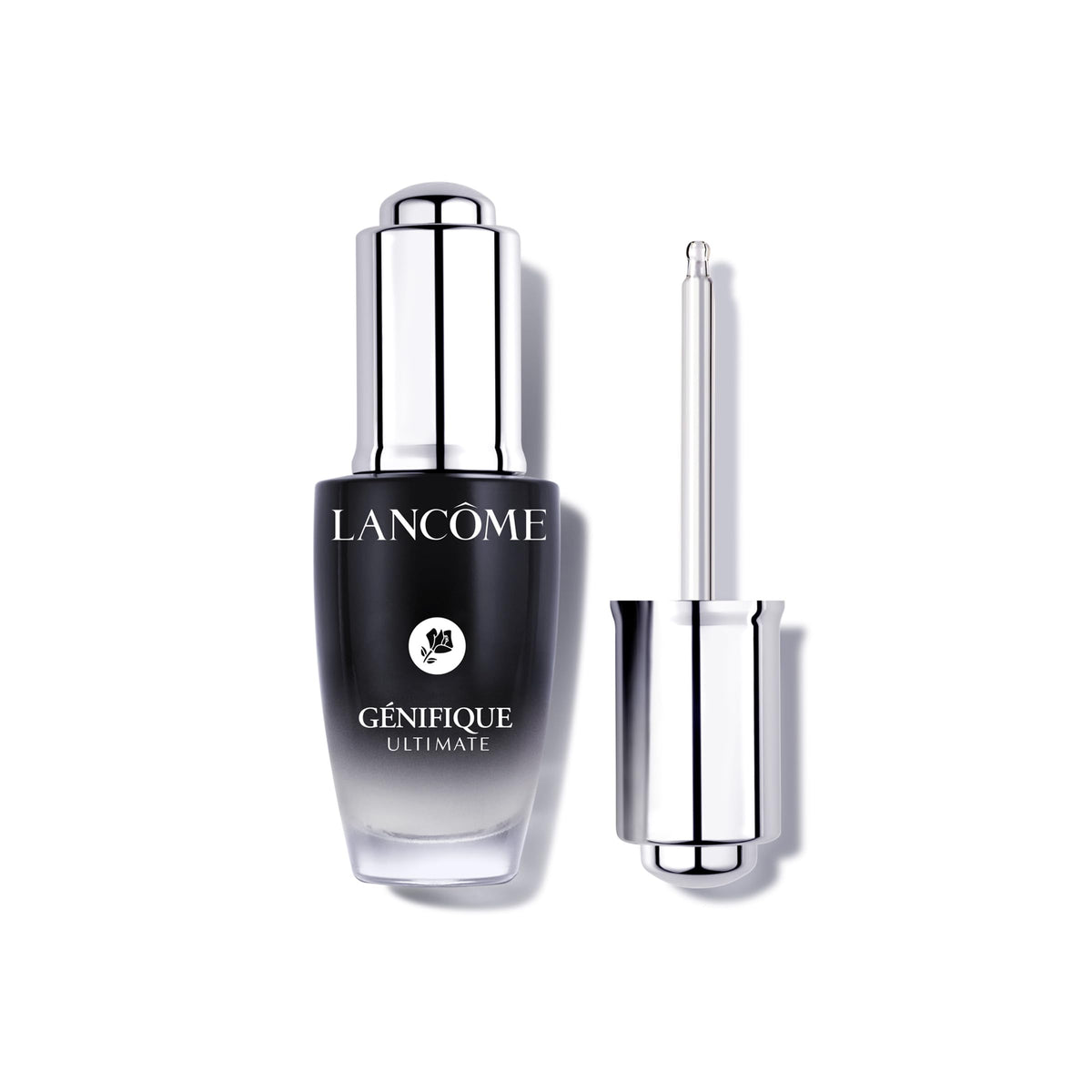 Lancôme Génifique, bouteille sérum en gros plan, promesse de meilleure barrière cutanée et hydratation.