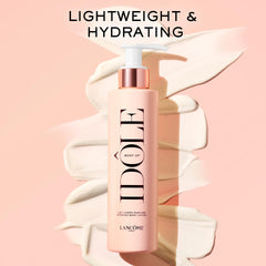 Lancôme Idôle Body Up, etiquette d'emballage visible, aspect moderne et élégant.