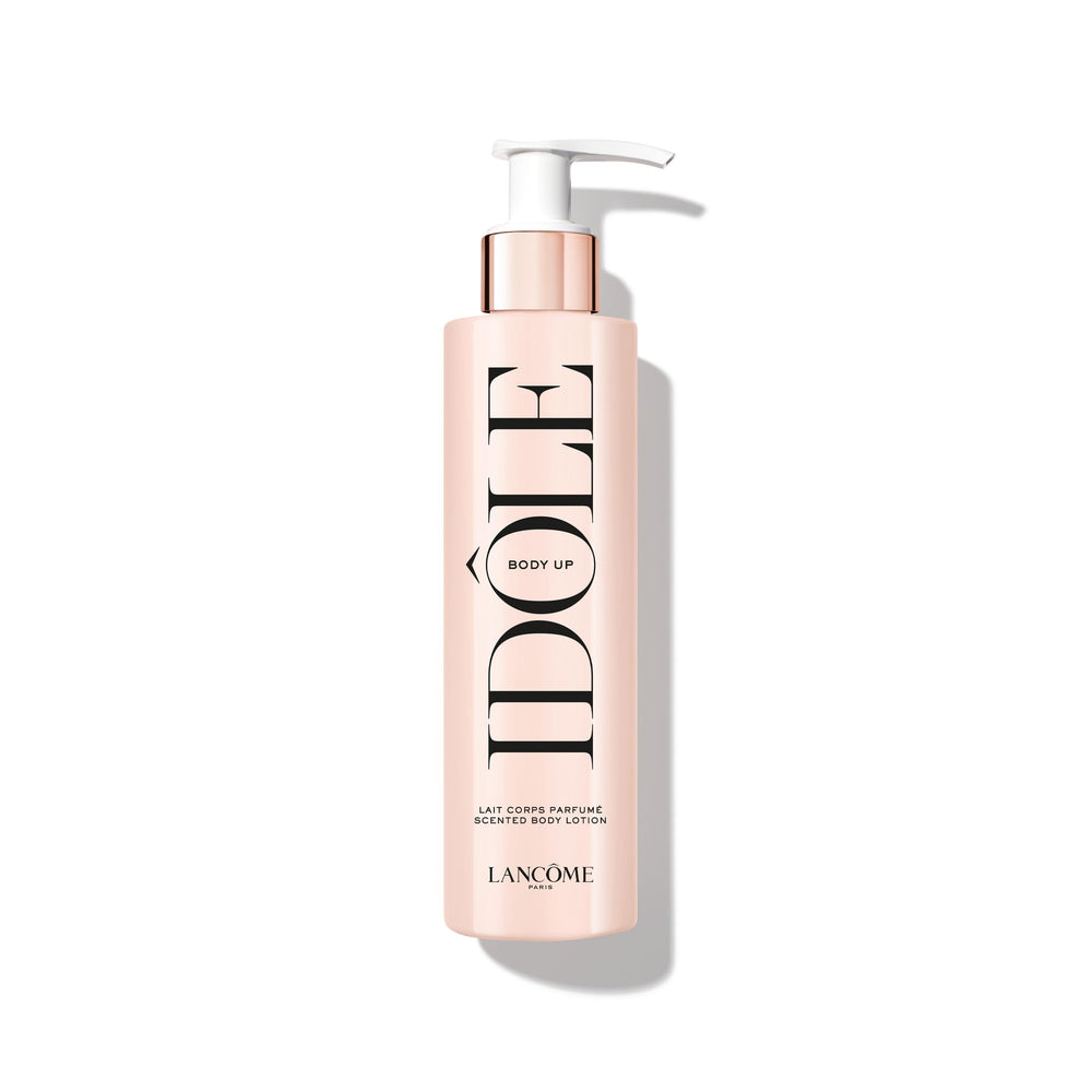 Lancôme Idôle Body Up, flacon proche, hydratation légère et parfumée.