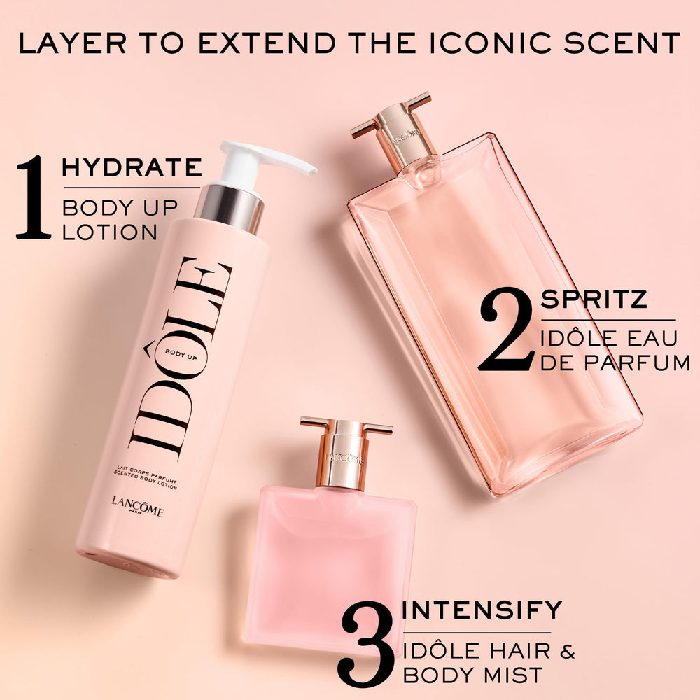 Lancôme Idôle Body Up, plan beauté sur la coiffeuse.