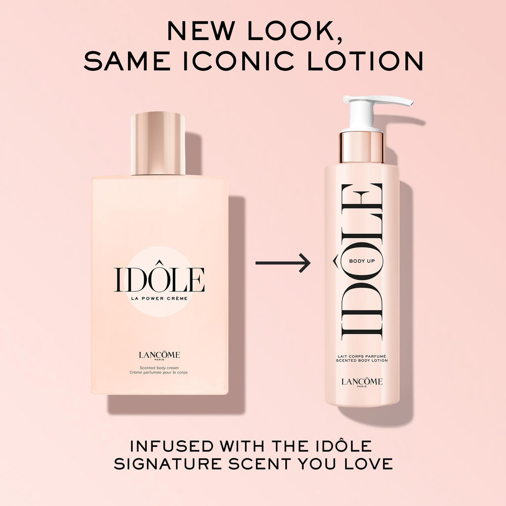 Lancôme Idôle Body Up, sillage fleuri et notes florales délicates.