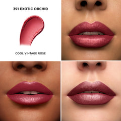 Application douce avec Lancôme L'Absolu Rouge sur les lèvres et couleur durable.