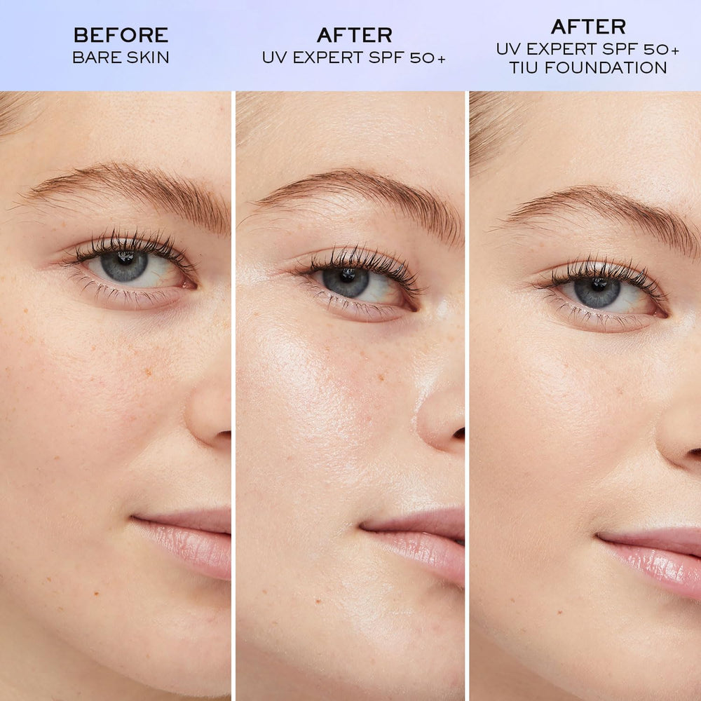 Lancôme UV Expert Defense – formule légère non grasse, teint frais.
