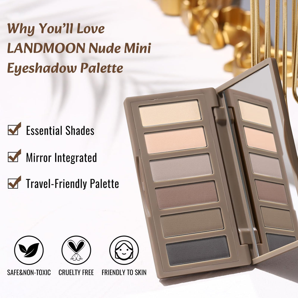 LANDMOON Nude Mini Palette avec miroir intégré pour retouches rapides