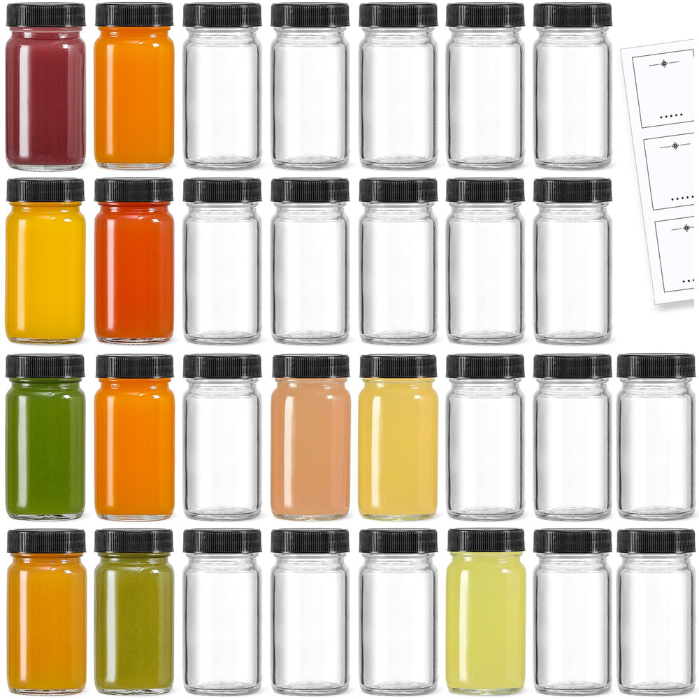 LANDNEOO bouteilles 2oz avec capuchon noir, vue d’ensemble, parfaites pour dosage et transport.
