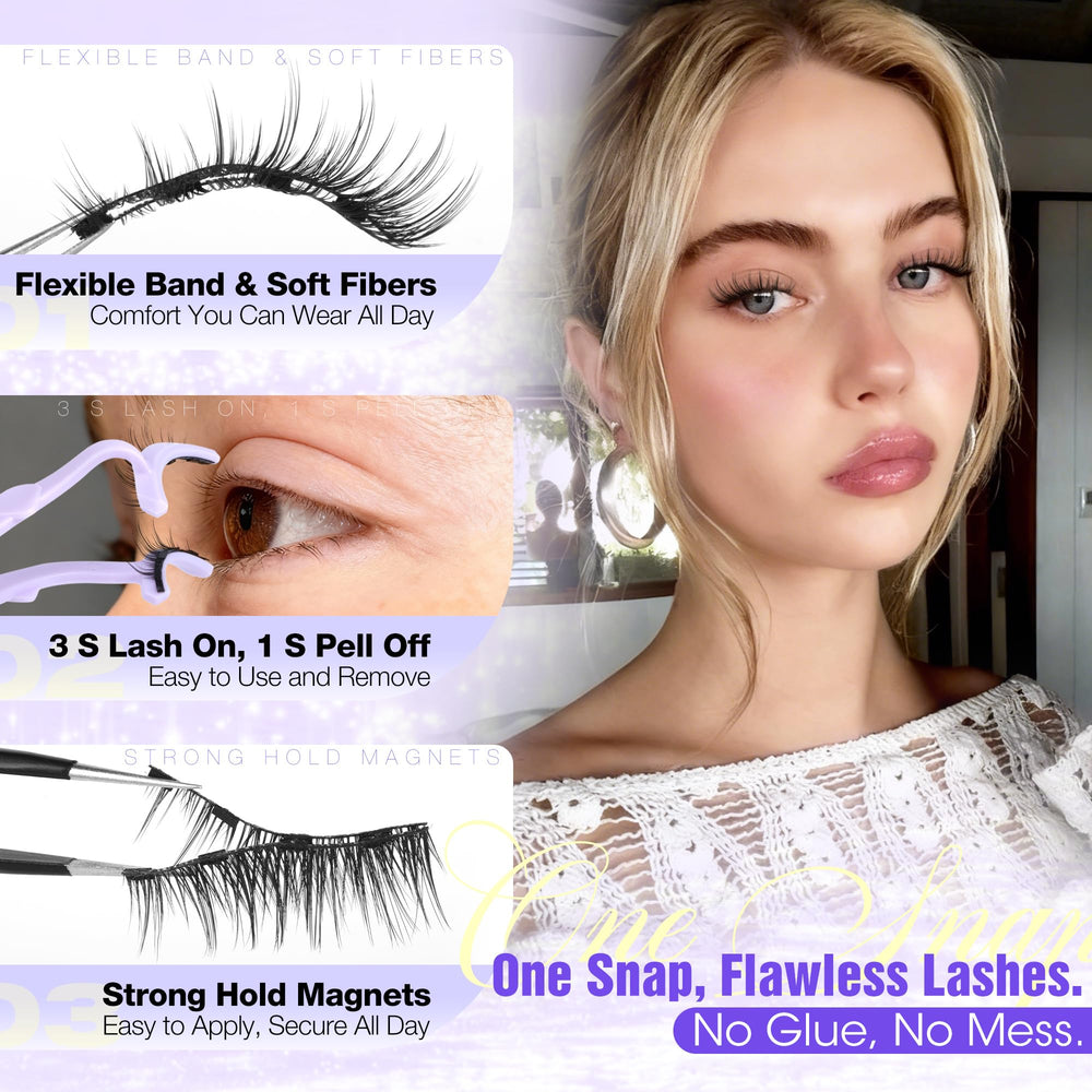Cils LANFLOWER magnétiques sans trait graphique, pose propre et sans liner.
