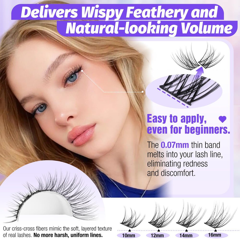 Lanflower Extensions Cils 10-16 mm, courbes en C pour un effet volumineux discret.