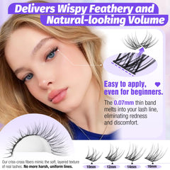 Lanflower Extensions Cils 10-16 mm, courbes en C pour un effet volumineux discret.