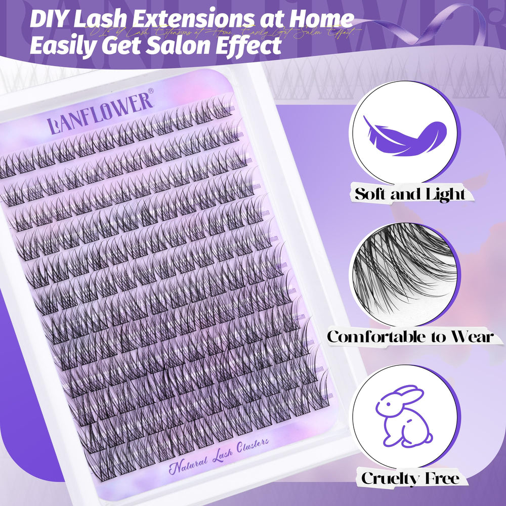 LANFLOWER extensions cils wispy, bande douce et confortable.