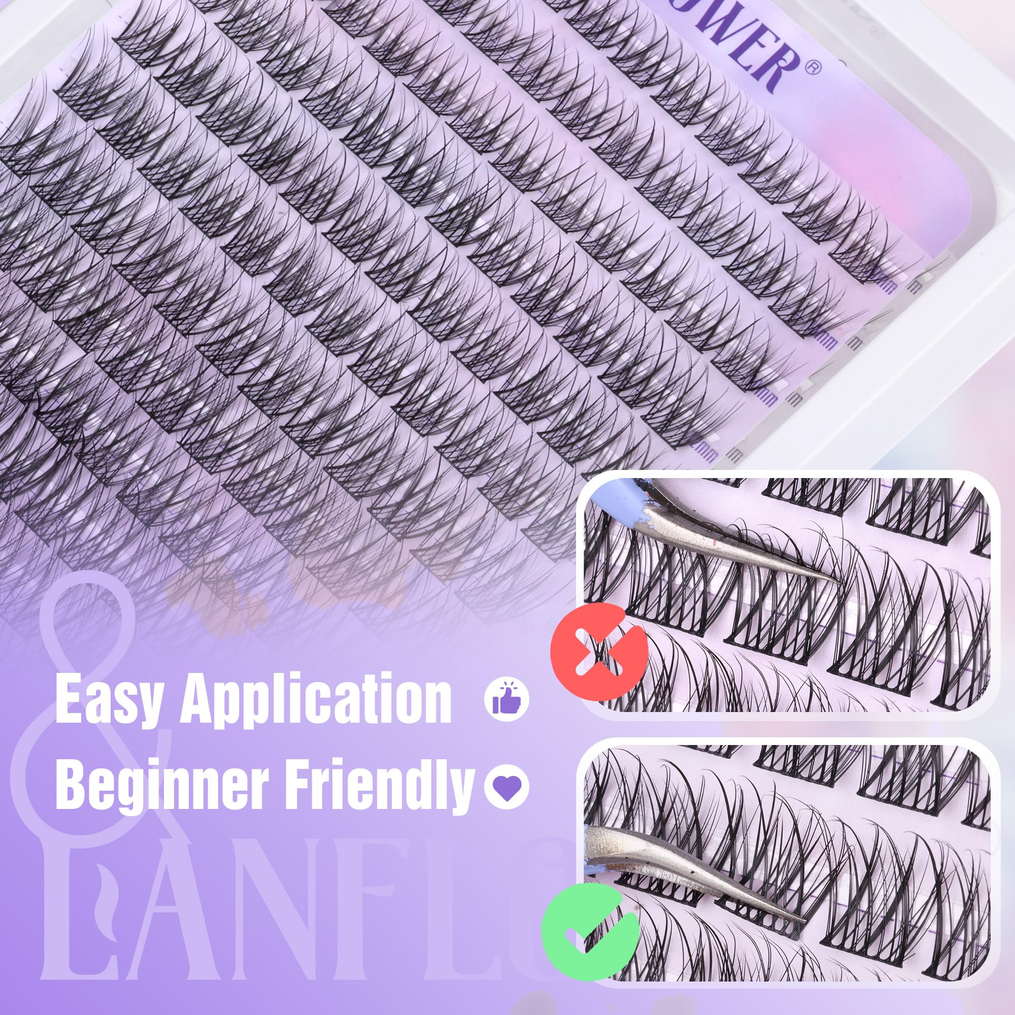 Lanflower Extensions Etanches Cils, tenue prête à tout moment.