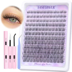 Lanflower Kit Clusters Cils Naturels, application simple pour un regard naturel et durable.