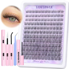 LANFLOWER Kit extensions cils wispy, application naturelle à domicile.