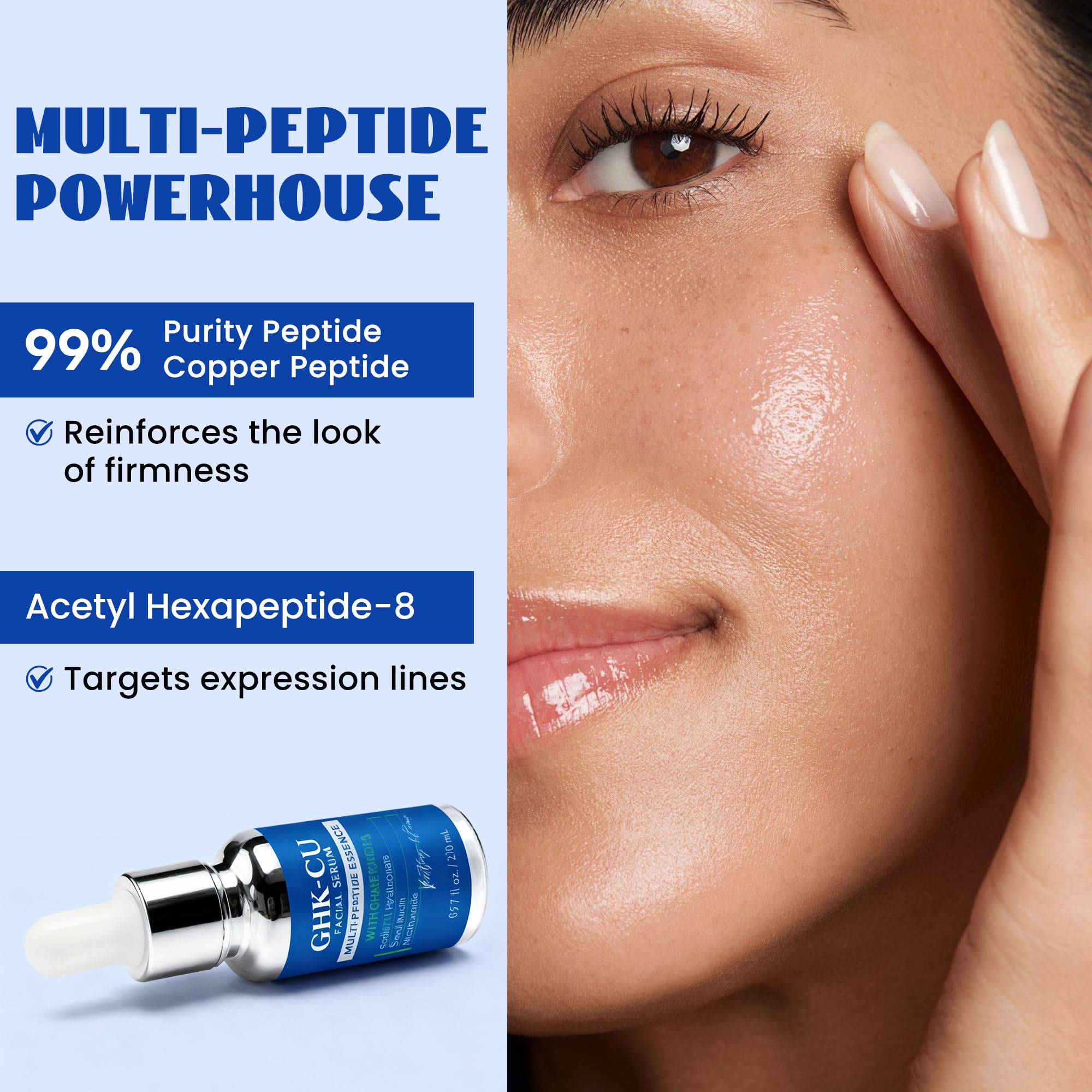 LANGCCI GHK-Cu visage, application fluide, texture soyeuse et absorption rapide.