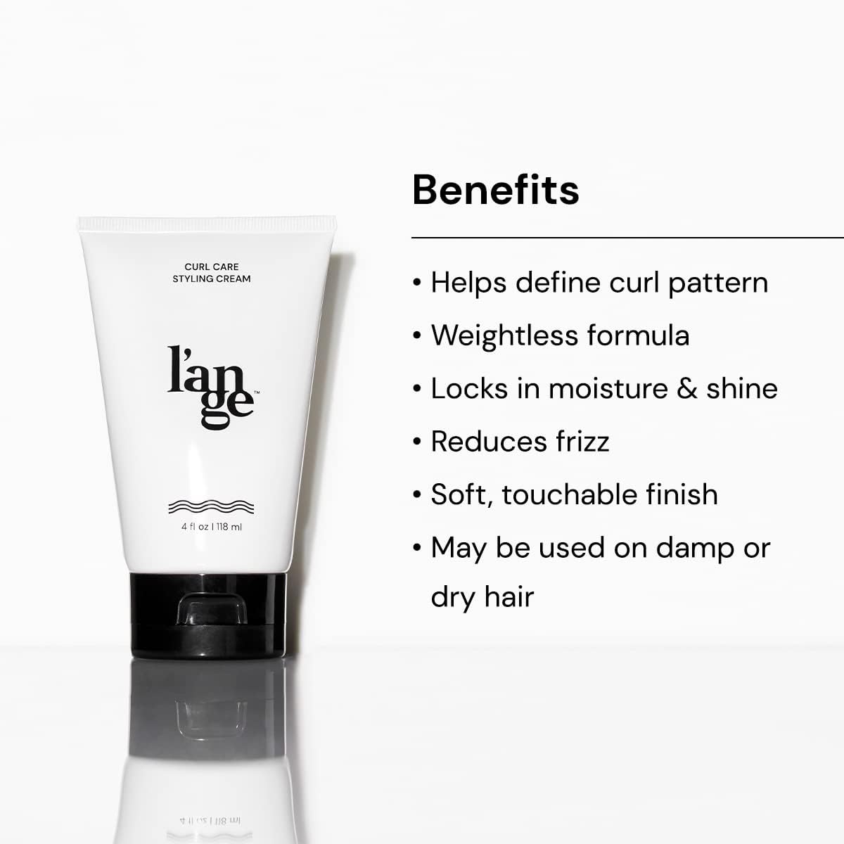 L'ANGE Hair, emballage bouteille, soin sans sulfates pour boucles plus saines.