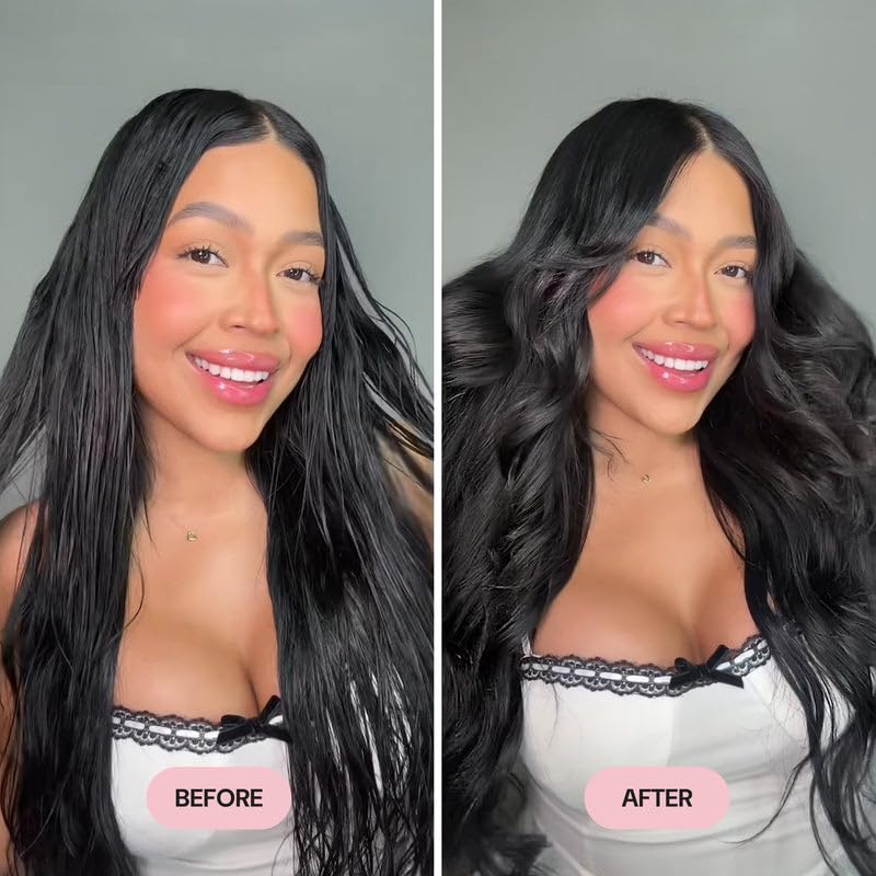 Applying Rival Heat Shield on hair before styling for protection and shine.