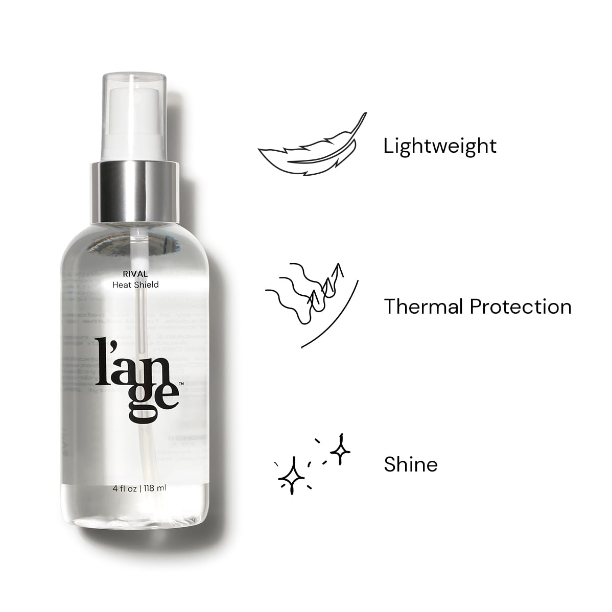 Packaging image of Rival Heat Shield highlighting lightweight keratin formula.