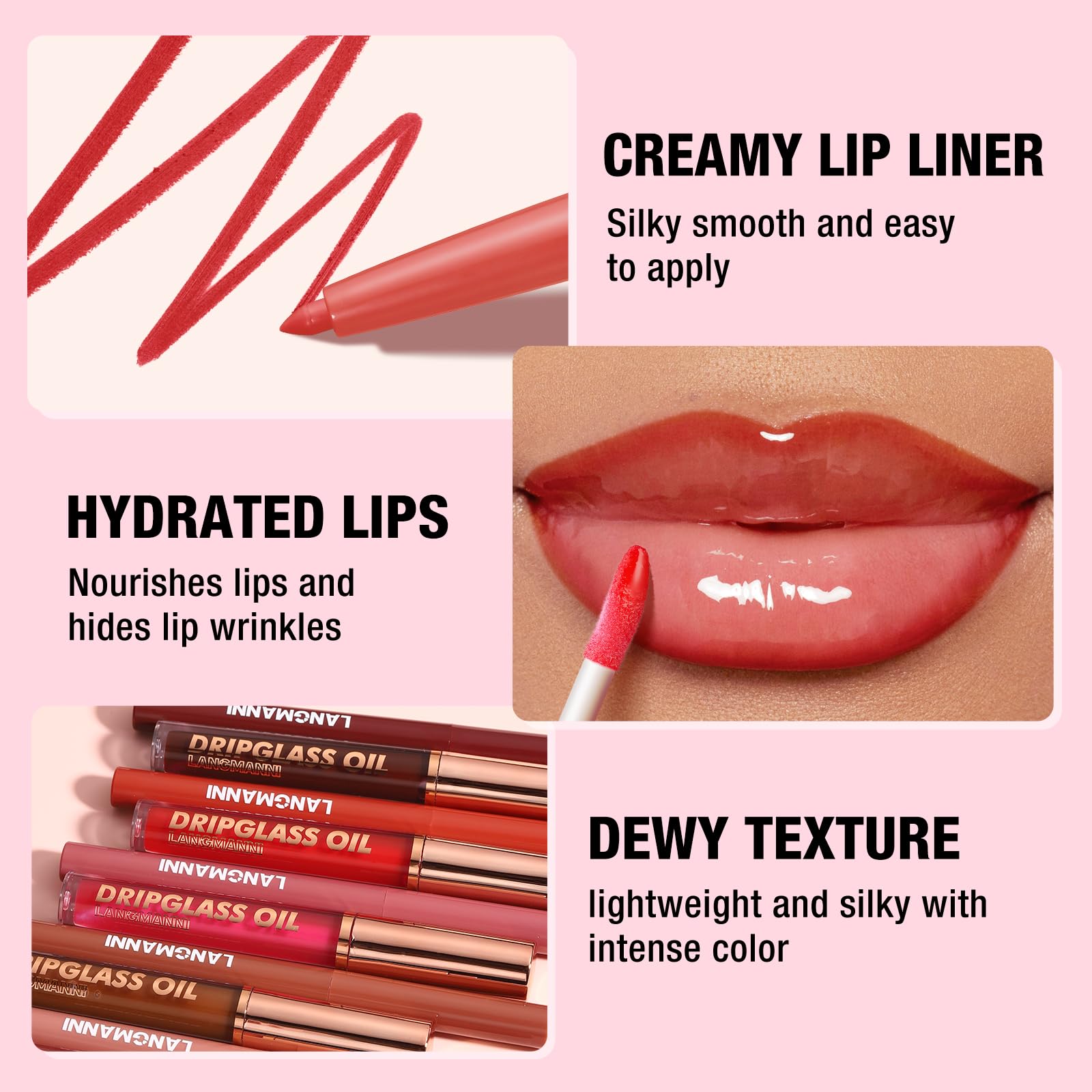 Langmanni application crayon lèvres matte pour contour net.