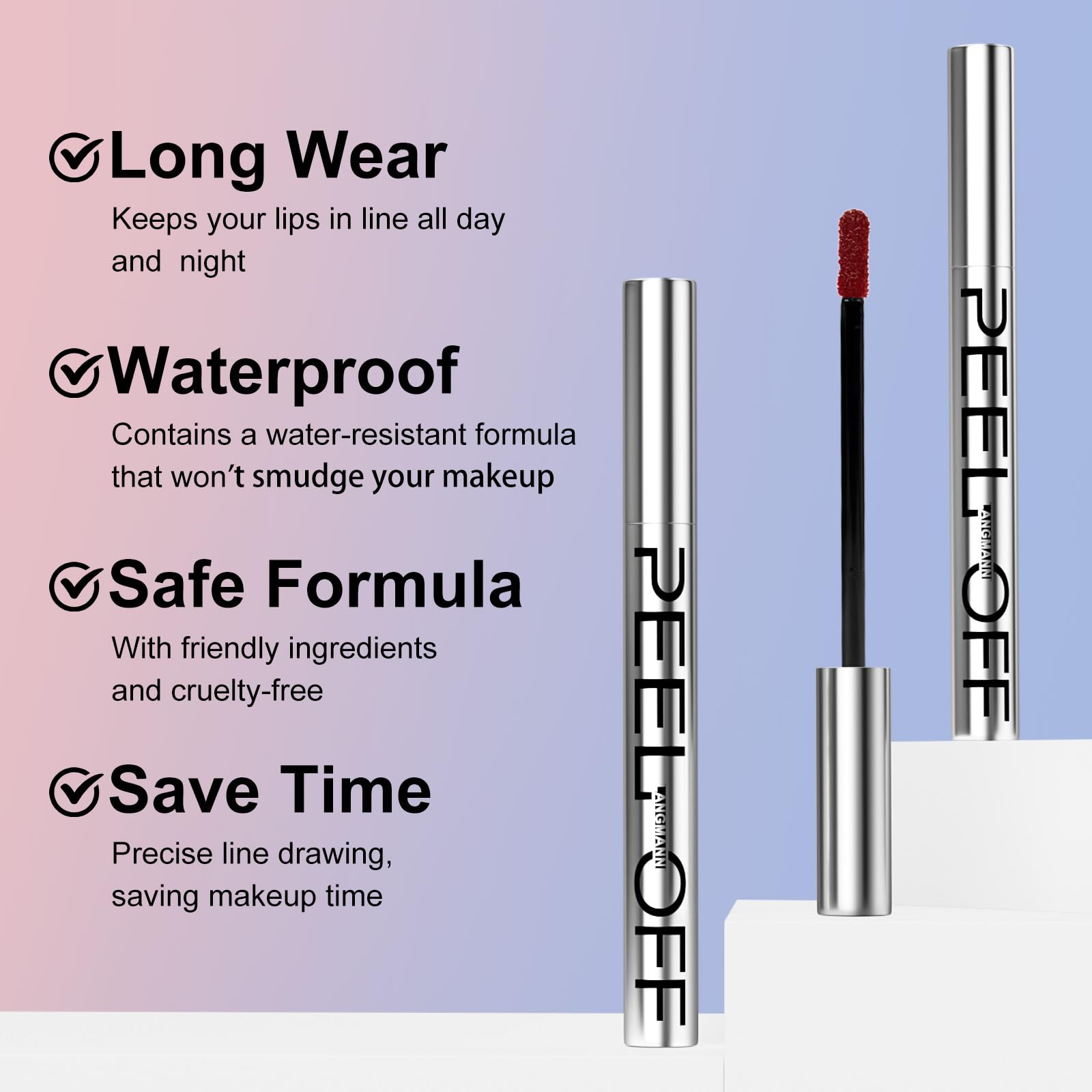 LANGMANNI crayon contour des lèvres – chocolat, résistant à l'eau et transfert limité.