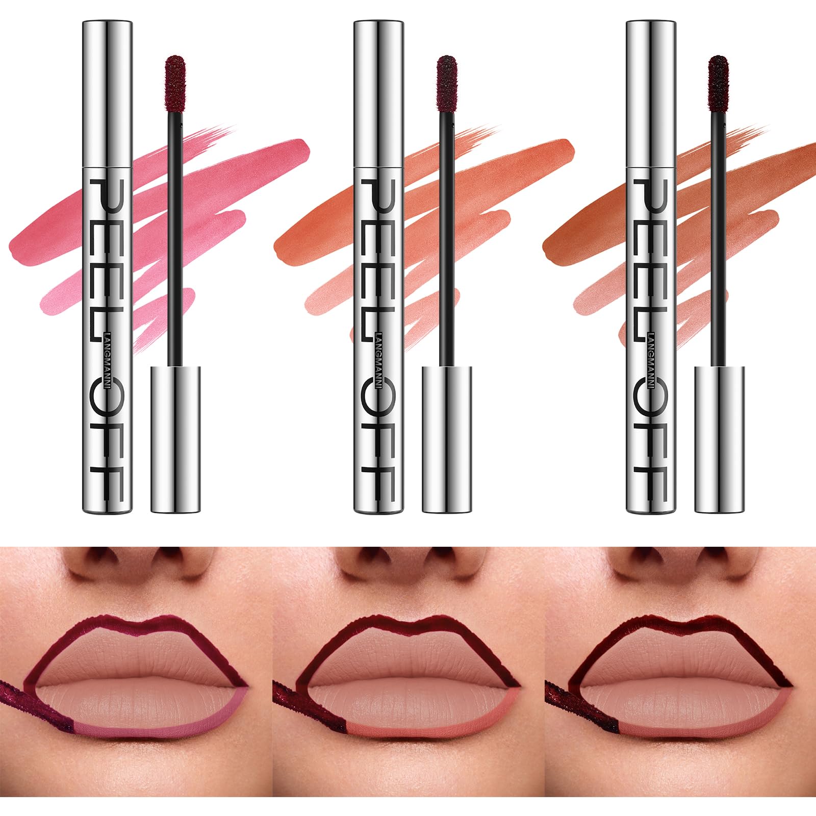 LANGMANNI crayon contour des lèvres – rose pâle, tenue longue durée sans bavure.