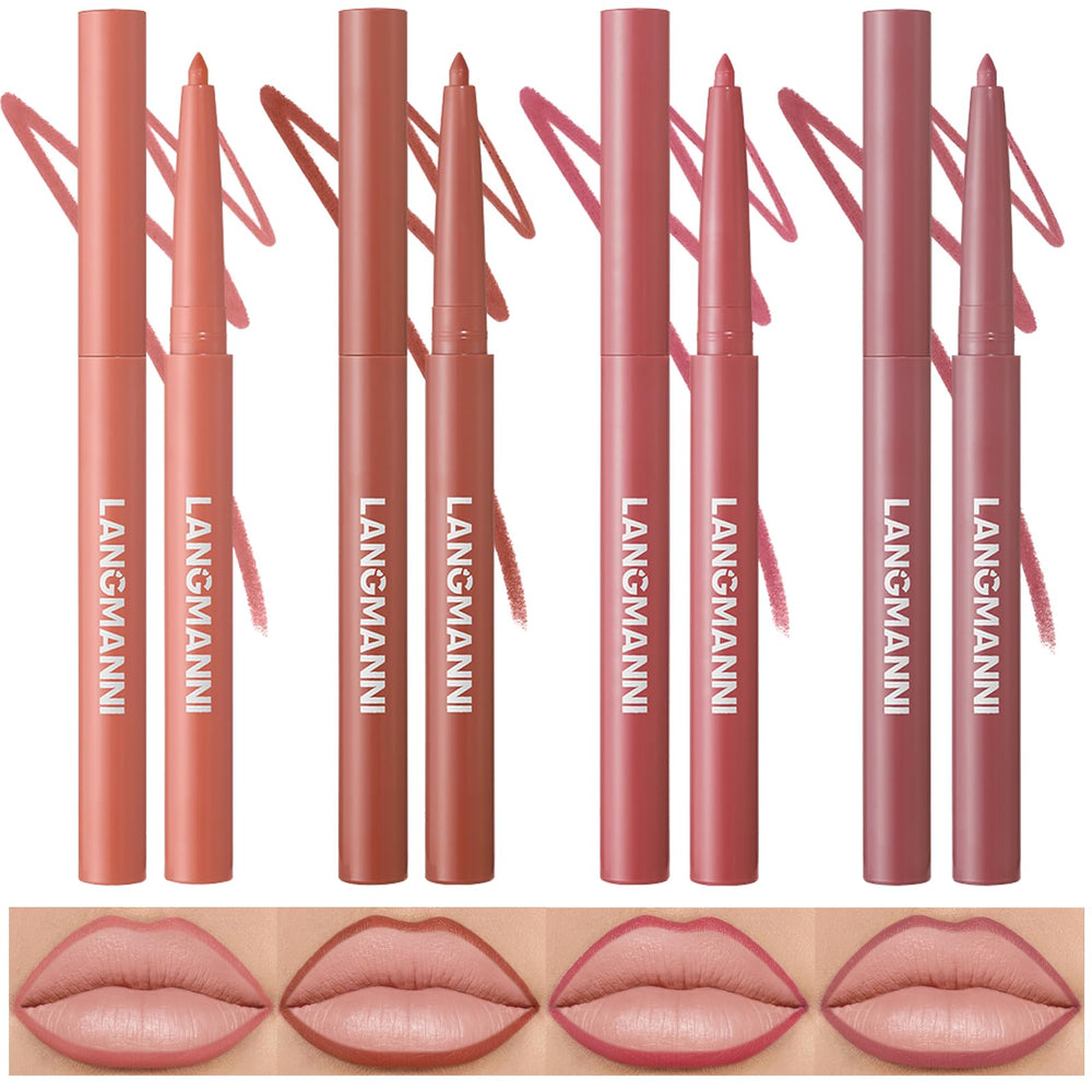 Langmanni ensemble contours levres matte 12 couleurs pour apparence précise et durable.