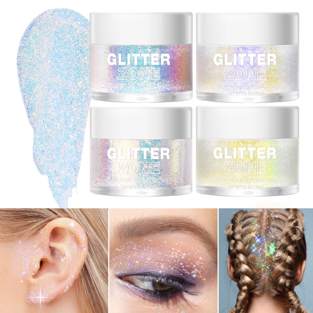 Langmanni Gel paillette Rose scintillant, reflets lumineux pour cheveux et corps.