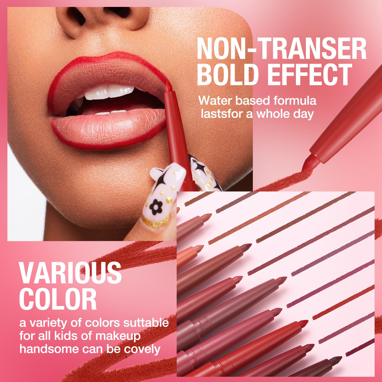Langmanni texture cremeuse crayon contour levres pour une application fluide.