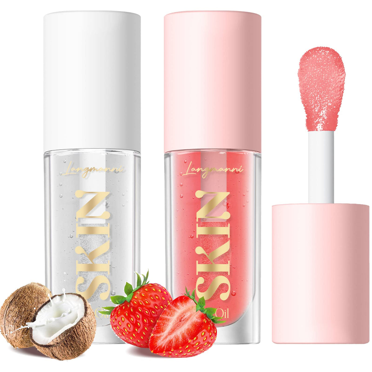 Langmanni Lip Oil flacon-lustre offre hydratation et brillance durable.