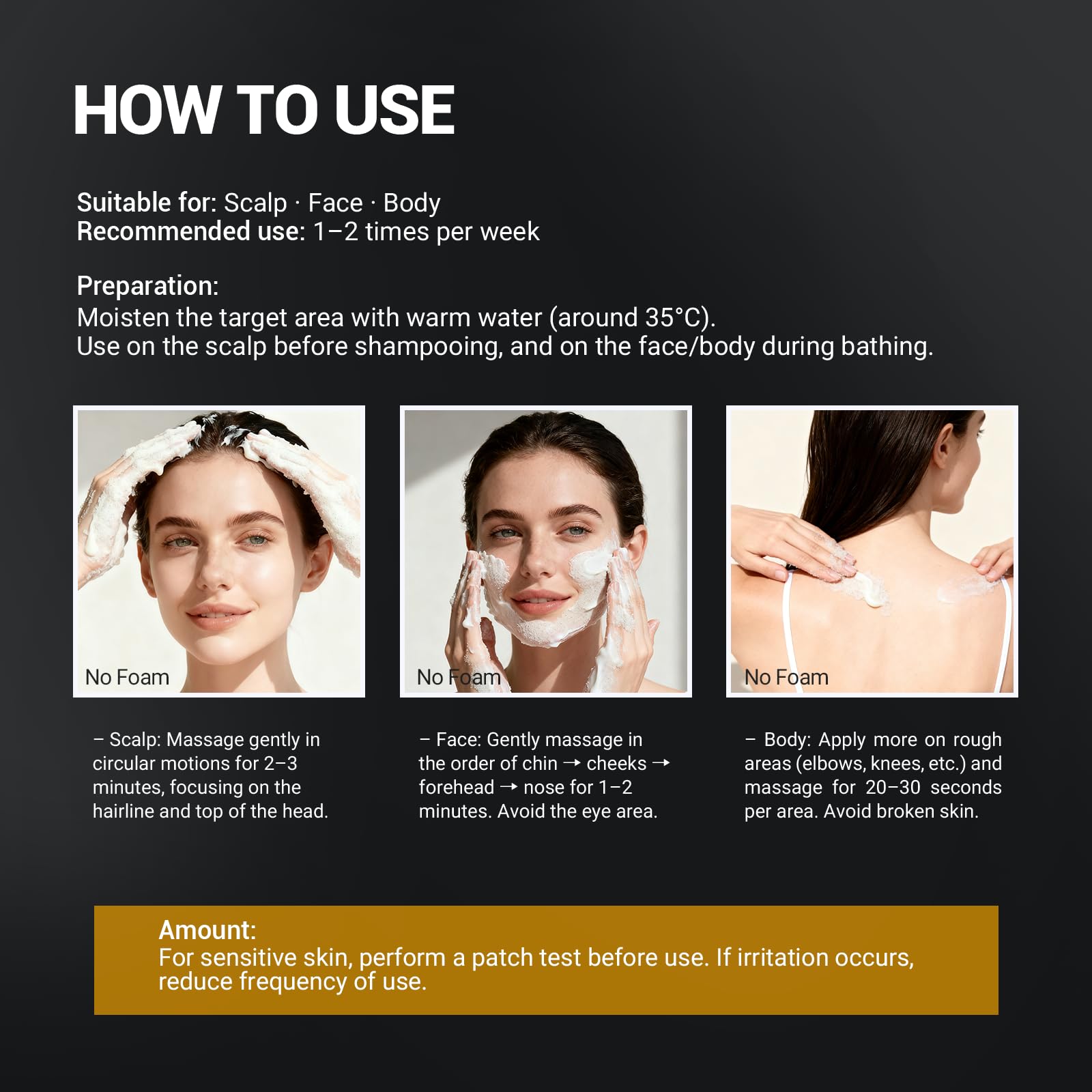 LANGULLCI routine-3-en-1-exfoliant: soin pratique pour visage corps cuir chevelu.