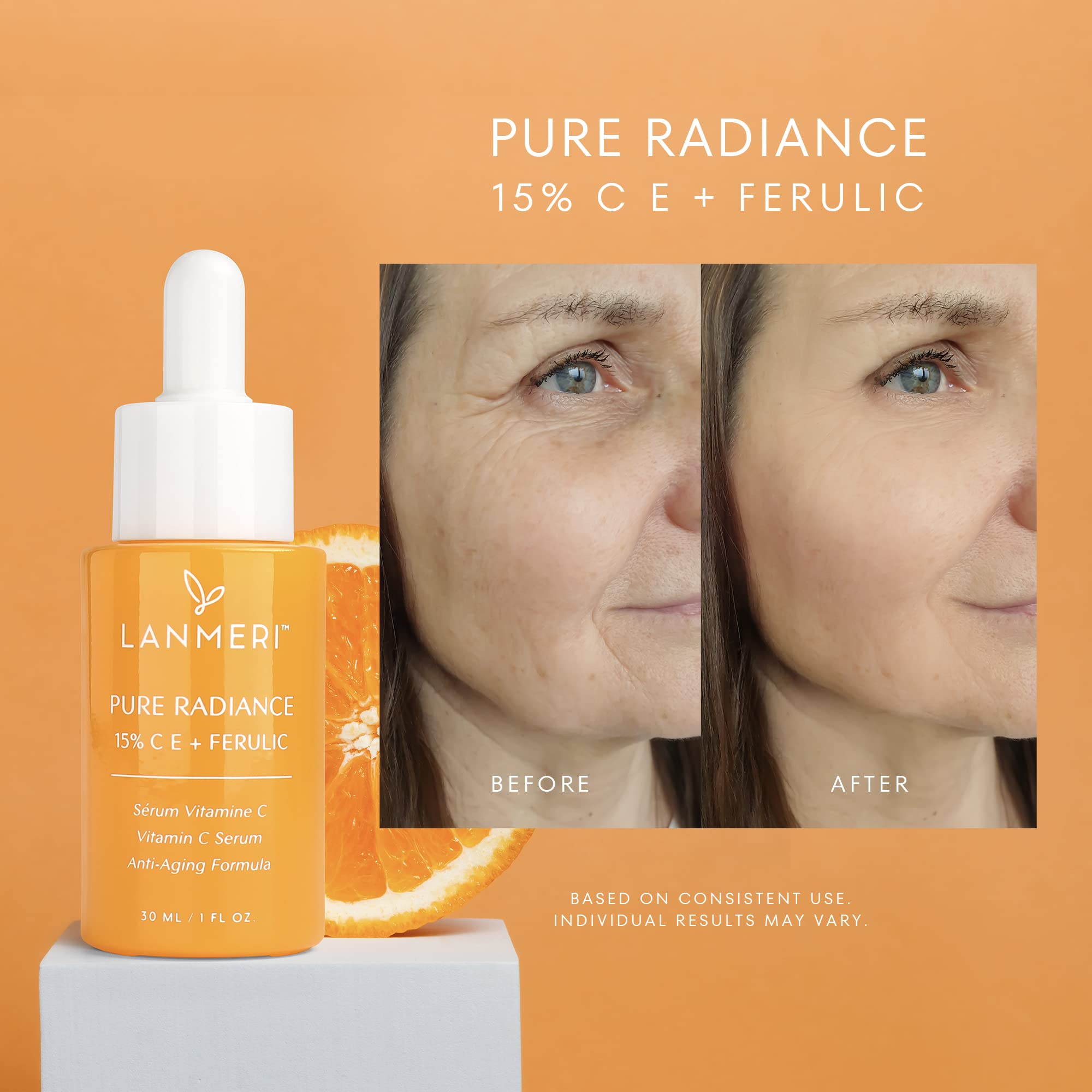 Sérum Lanmeri Vitamine C Ferulique et Hyaluronique, texture légère et hydratante.
