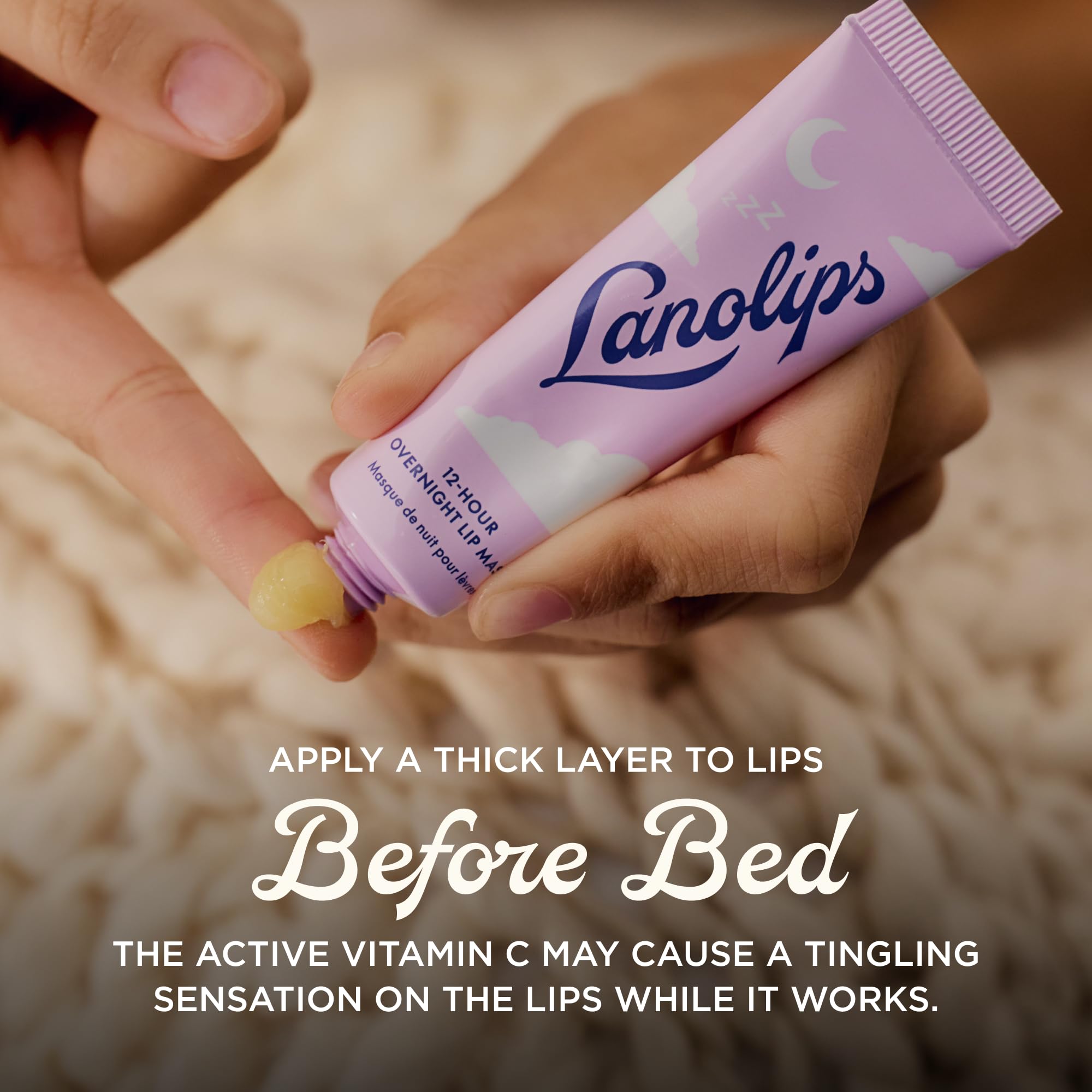 Lanolips extraits vanille miel vitamine E — douceur et confort subtil.