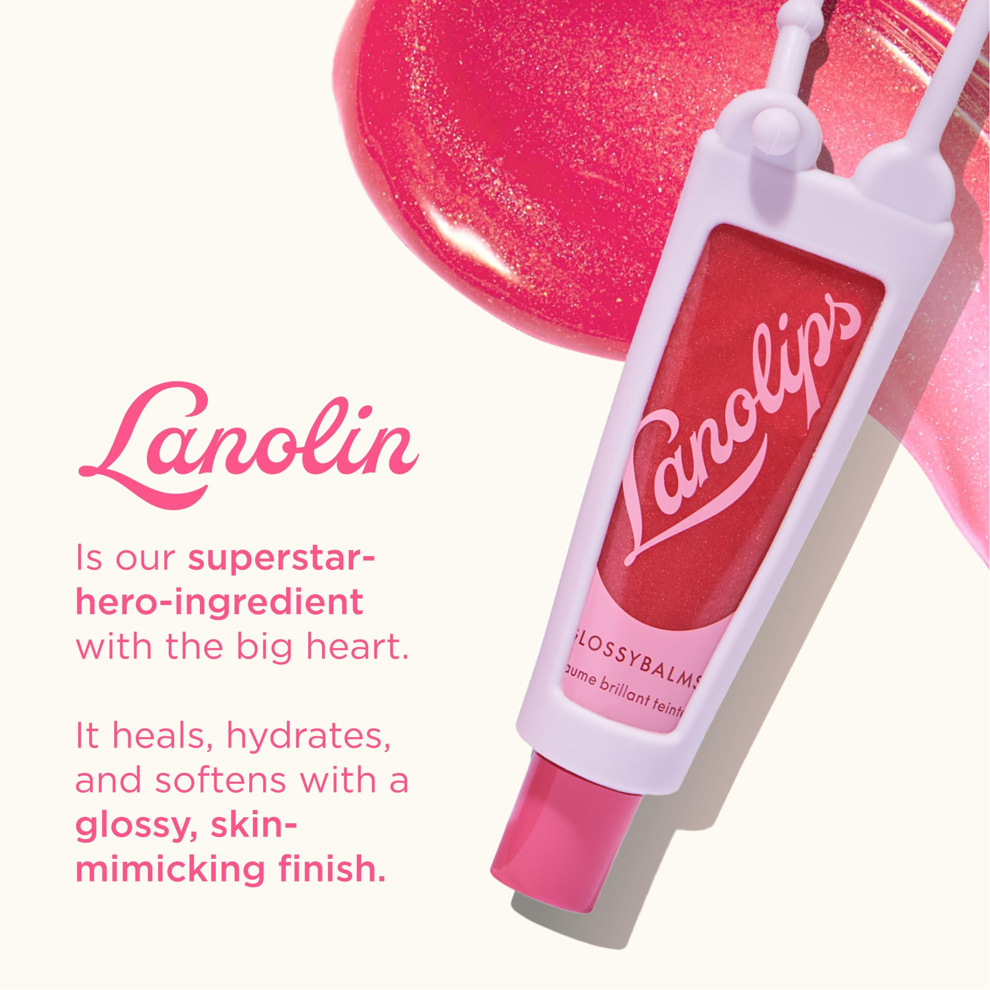 Lanolips Glossybalm Candy Bauble, texture douce et confort longue durée.