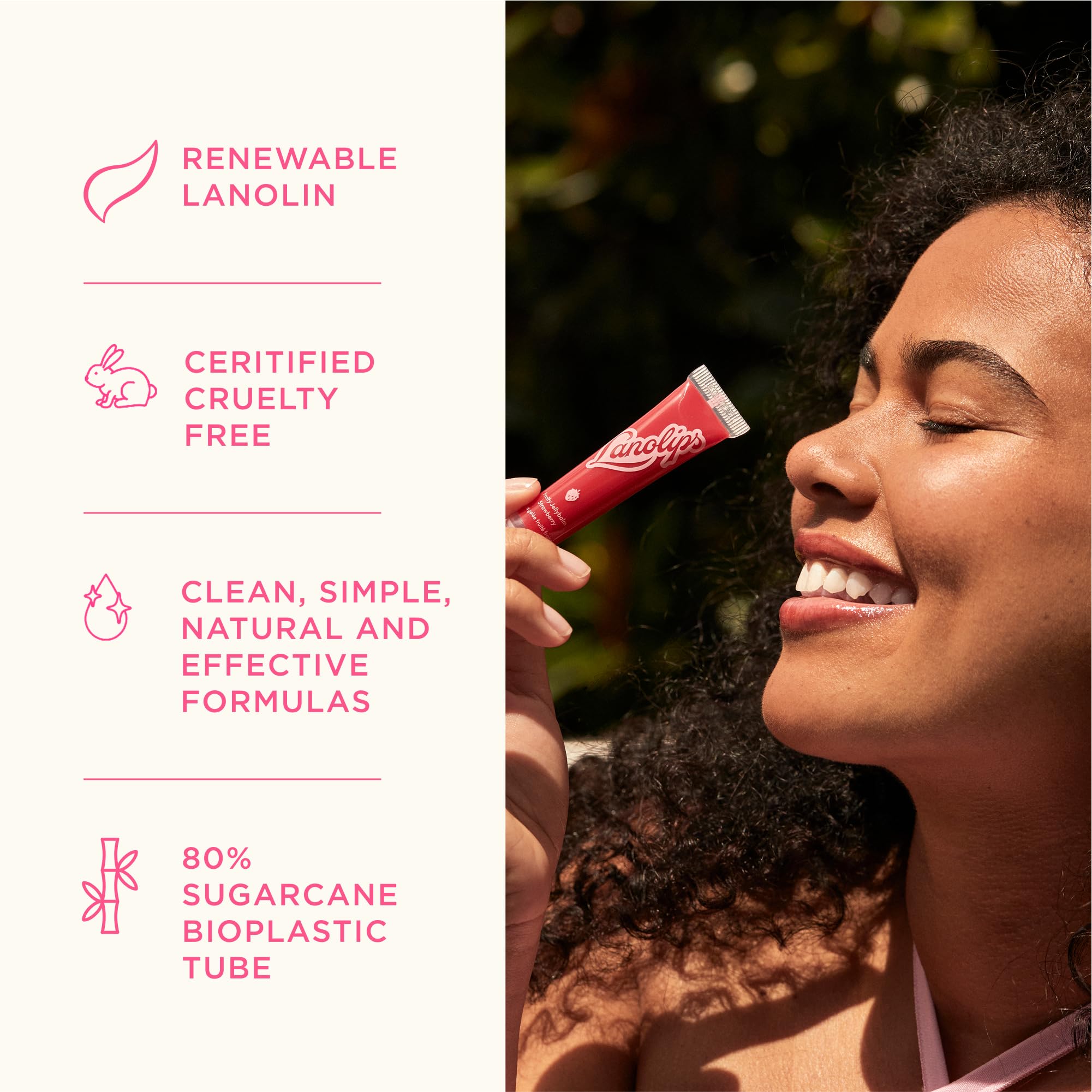 Lanolips Glossybalm Candy Bauble, tube en bioplastique canne-à-sucre.