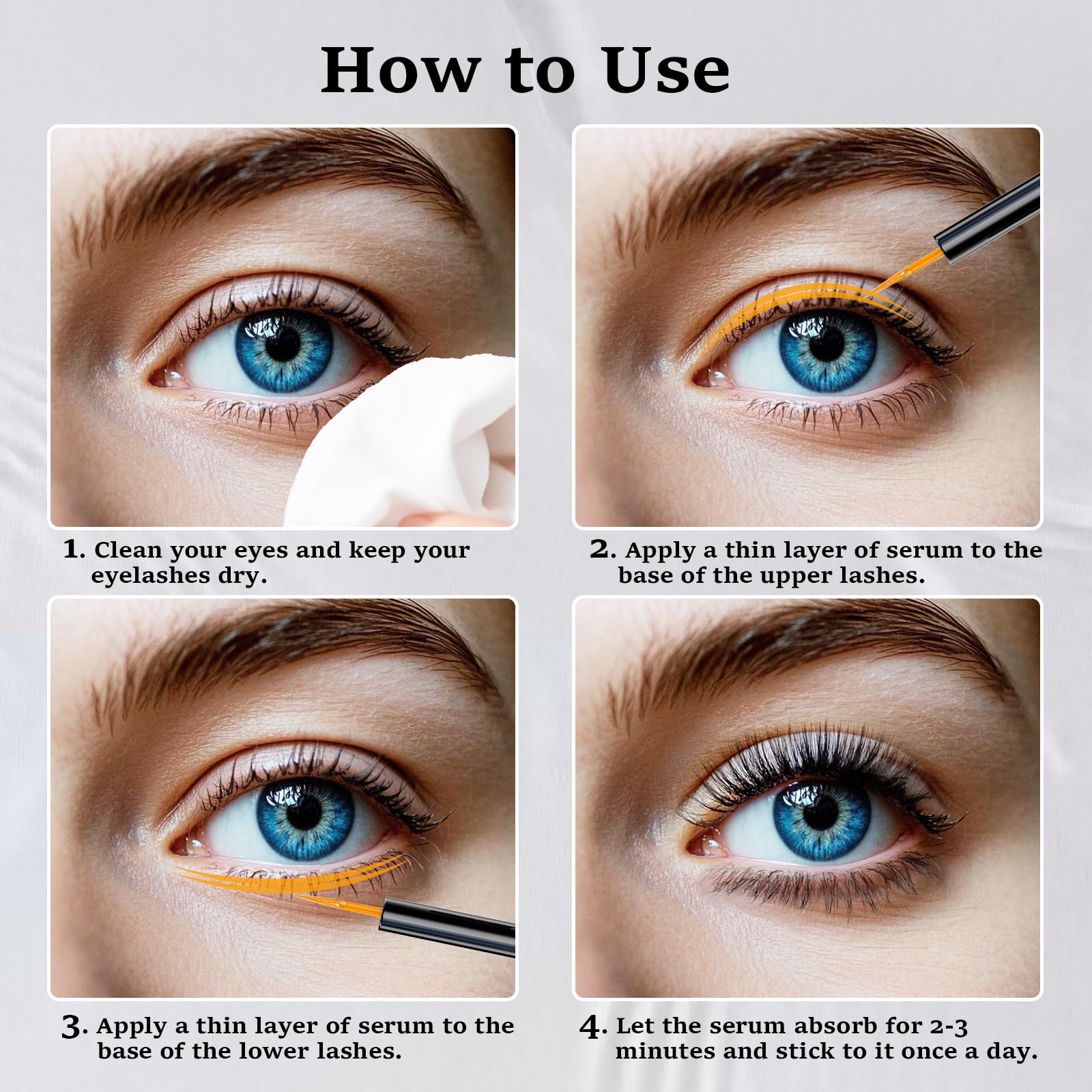 Lanonano Lash Serum eye close-up showing improved lash appearance