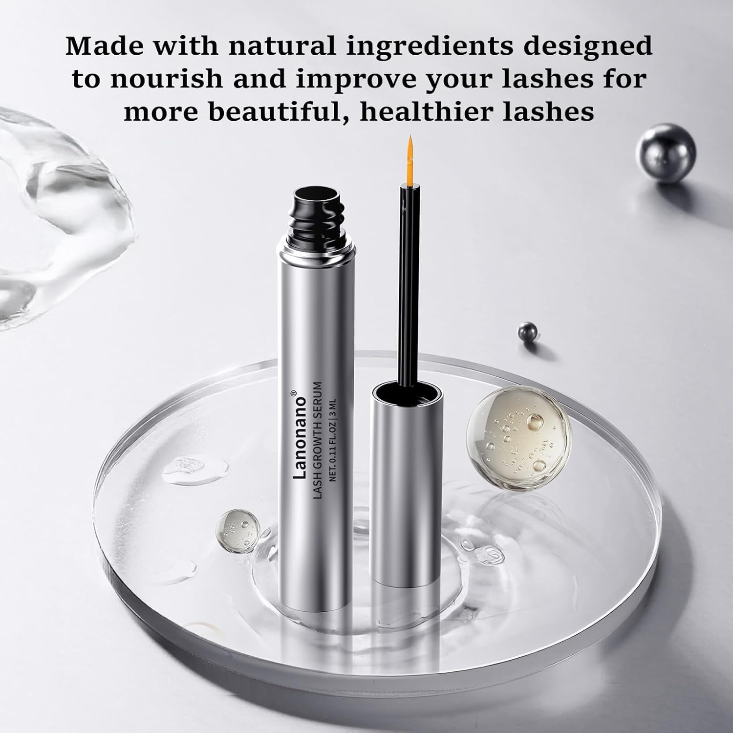Lanonano Lash Serum vegan cruelty-free badge on packaging