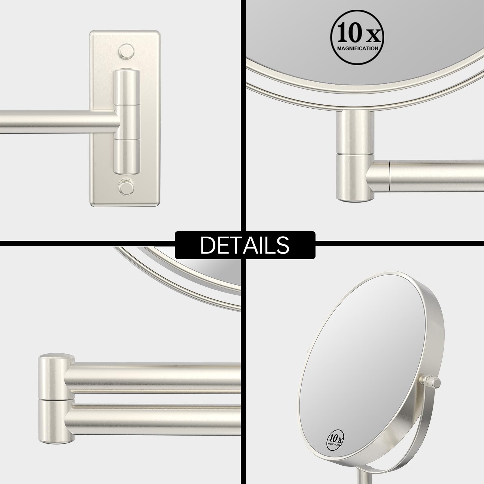 Finition nickel satin du miroir LANSI allie élégance et durabilité.