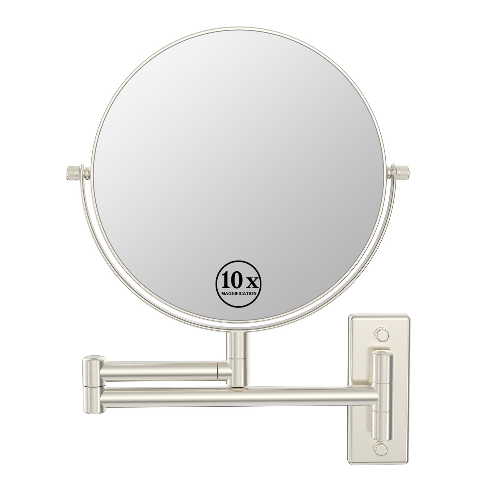 Miroir mural LANSI 8 pouces avec grossissement 10x pour maquillage précis.