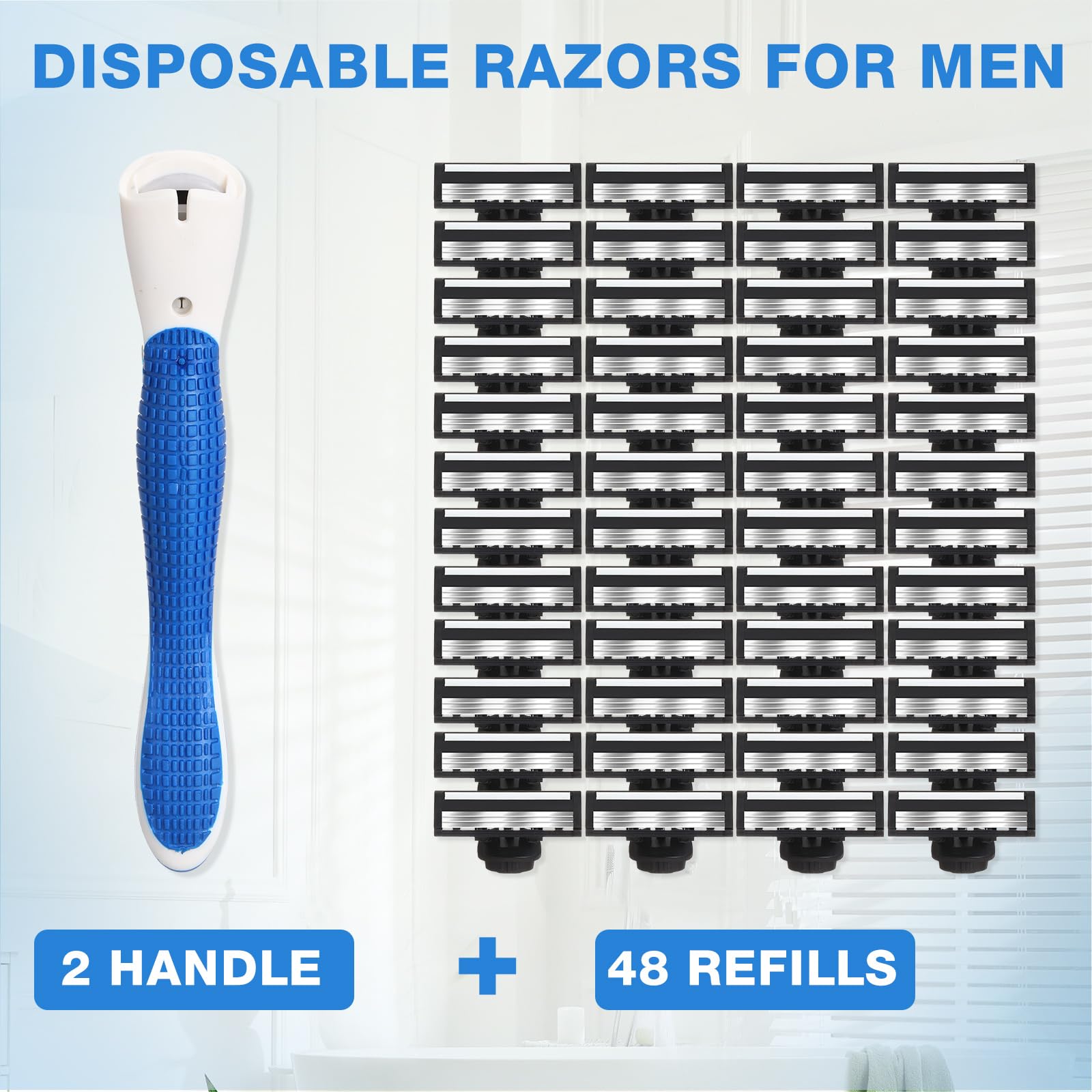 Lanties rasoir, 48 lames de rechange faciles à remplacer et hygiéniques.