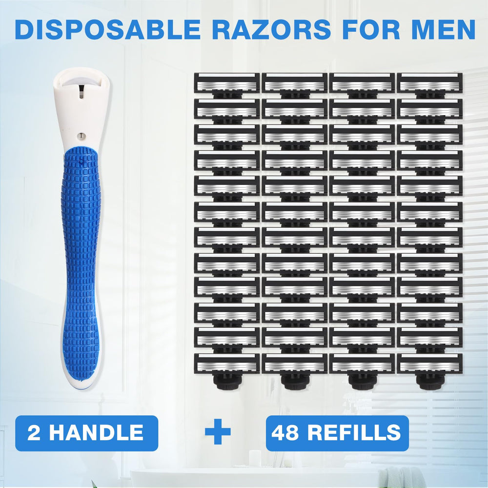 Lanties rasoir, 48 lames de rechange faciles à remplacer et hygiéniques.