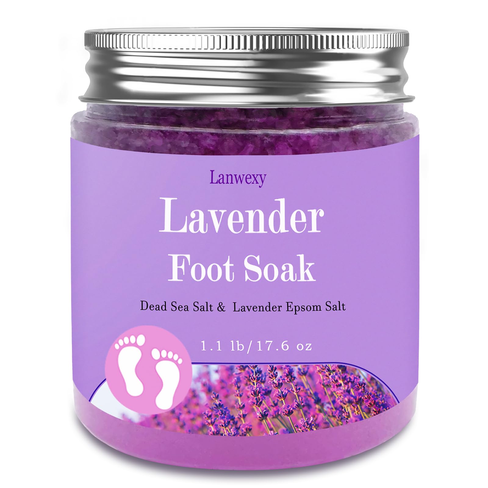 Lanwexy bain-pieds lavande-epsom: détente aromatique et peau douce après une journée.