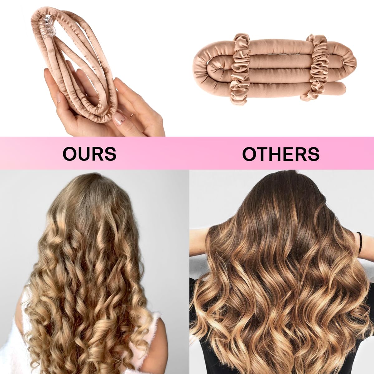 Lanzhire système sans chaleur dore, boucles légères et texture satinée.