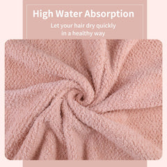 Laojbaba serviette cheveux microfibre rose étalée, absorption efficace.