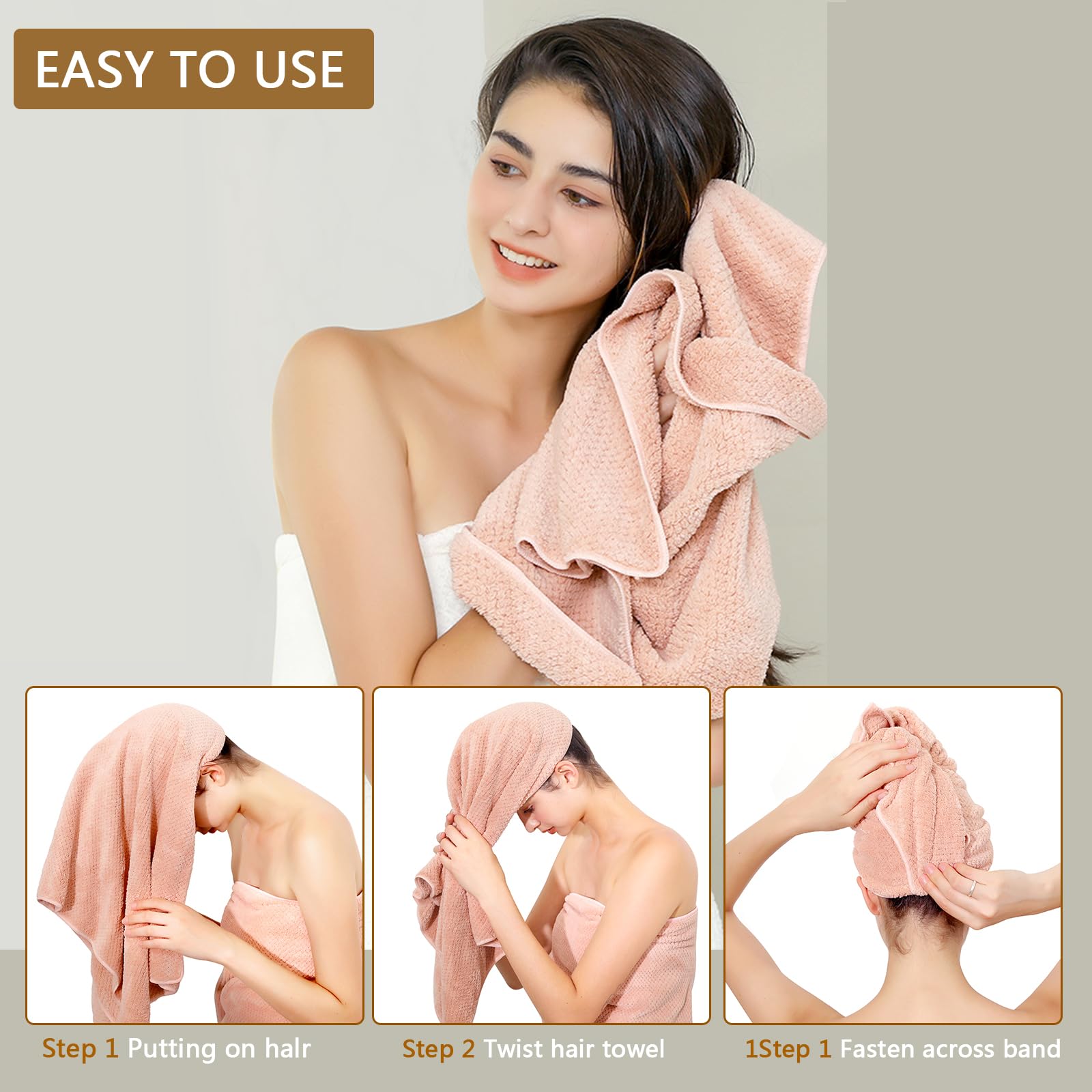 Laojbaba serviette microfibre rose enroulée prête à être utilisée.