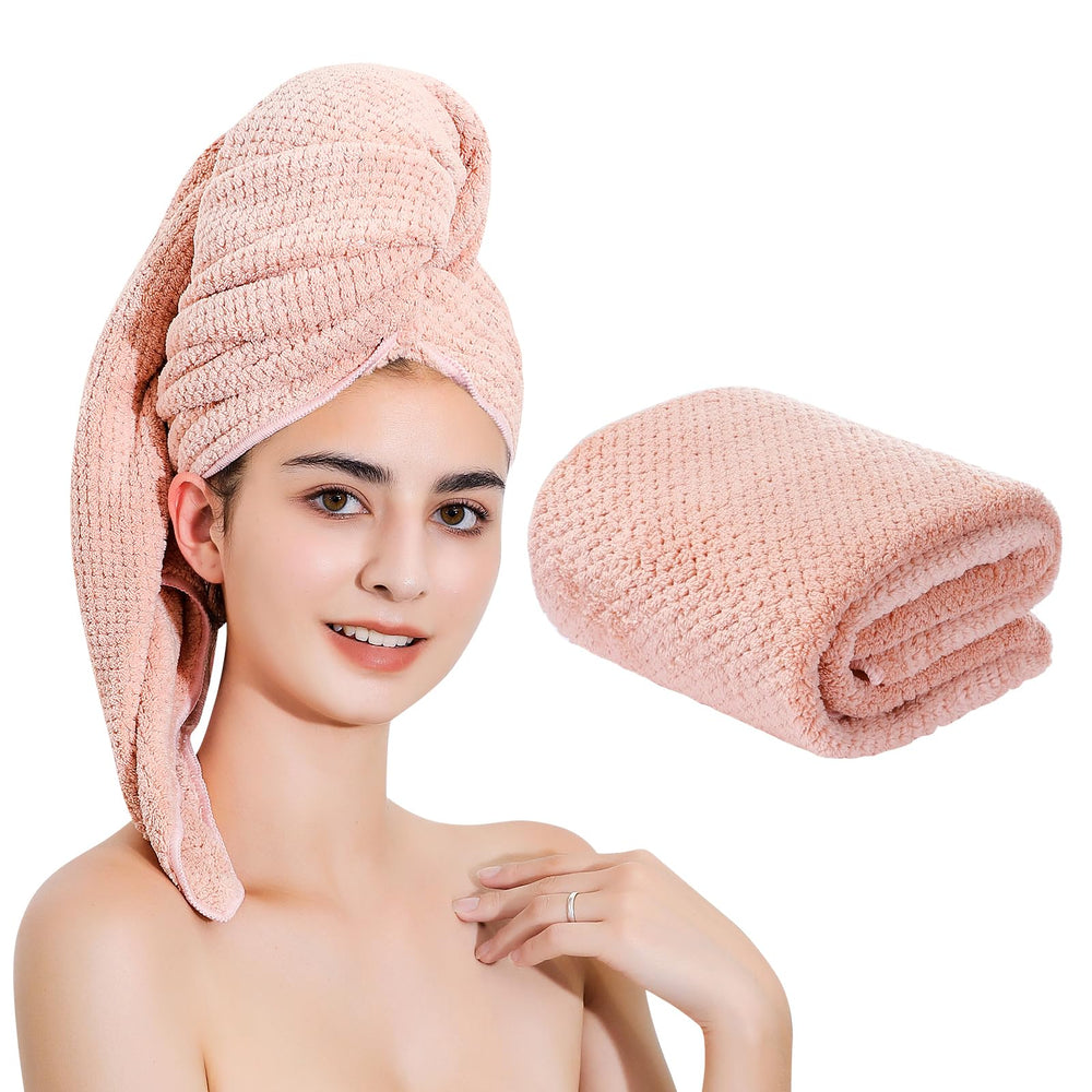 Laojbaba serviette cheveux microfibre 24x48 cm rose lotus ultra absorbante